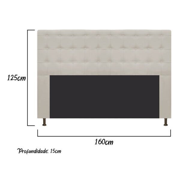 Cabeceira Estofada Dama 160 cm Queen Size Com Botonê Suede Bege - STS Móveis - 3