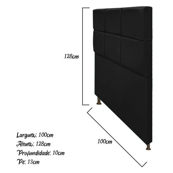 Cabeceira Estofada Damares 100 cm Solteiro Com Botonê Suede Preto - STS Móveis - 3