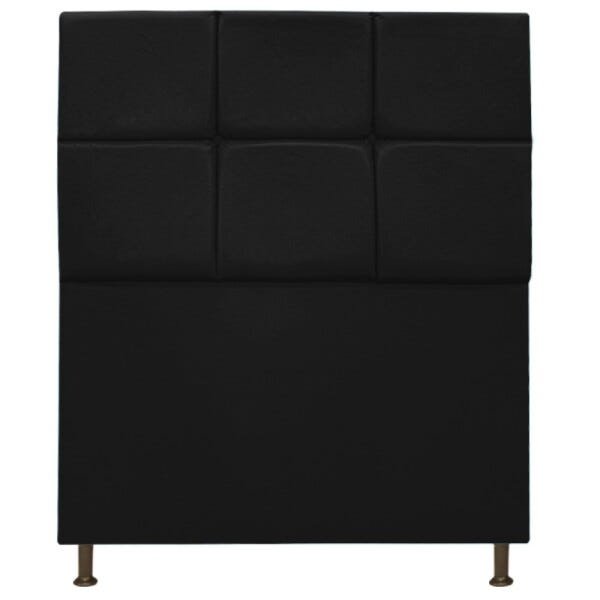 Cabeceira Estofada Damares 100 cm Solteiro Com Botonê Suede Preto - STS Móveis - 1