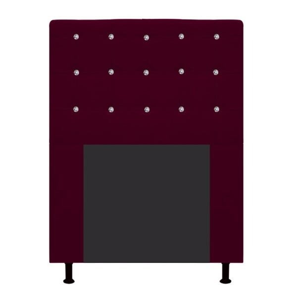Cabeceira Estofada Dama 100 cm Solteiro Com Strass Suede Bordô - STS Móveis - 1