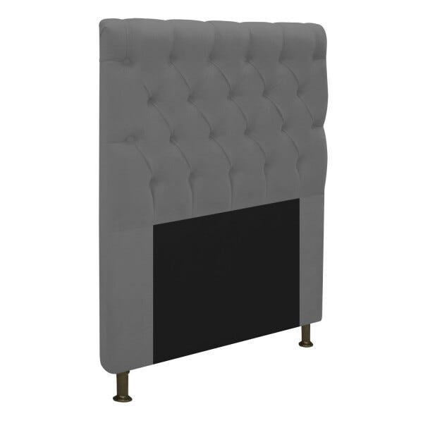 Cabeceira Estofada Cristal 90 cm Solteiro Com Capitonê Suede Cinza - STS Móveis - 2