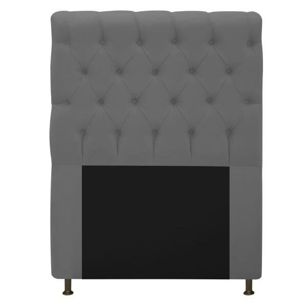 Cabeceira Estofada Cristal 90 cm Solteiro Com Capitonê Suede Cinza - STS Móveis - 1
