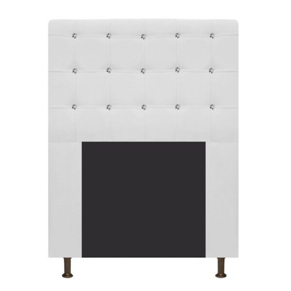 Cabeceira Estofada Dama 100 cm Solteiro Com Strass Suede Branco - STS Móveis - 1