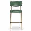 Ver imagem 2 de Kit 2 Banquetas Baixa Sala de Jantar Lisa Pés Champanhe PU Verde m² - Monari Design