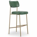 Ver imagem 1 de Kit 2 Banquetas Baixa Sala de Jantar Lisa Pés Champanhe PU Verde m² - Monari Design