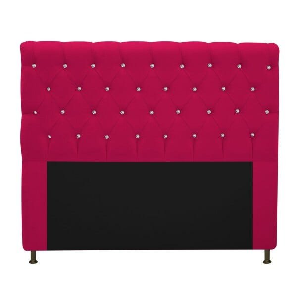 Cabeceira Estofada Cristal 140 cm Casal Com Strass Suede Pink - STS Móveis - 1