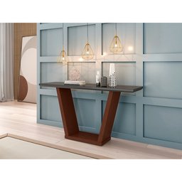 Aparador Carla 130x40 cm Preto com Base de Madeira Castanho - D'Rossi - 2