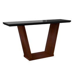 Aparador Carla 130x40 cm Preto com Base de Madeira Castanho - D'Rossi - 1