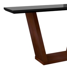 Aparador Carla 130x40 cm Preto com Base de Madeira Castanho - D'Rossi - 3