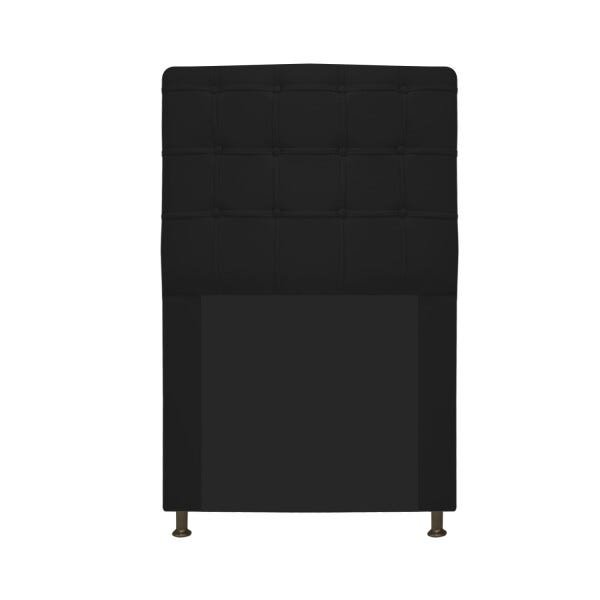 Cabeceira Estofada Dama 100 cm Solteiro Com Botonê Corano Preto - STS Móveis - 1