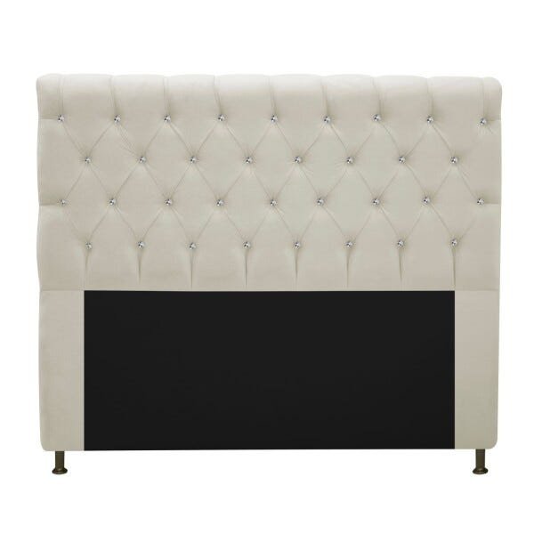 Cabeceira Estofada Cristal 195 cm King Size Com Strass Suede Bege - STS Móveis - 1
