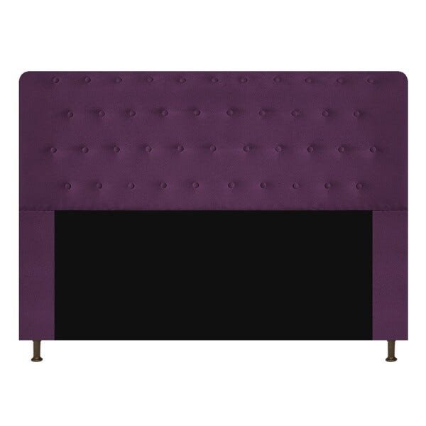 Cabeceira Estofada Brenda 160 cm Queen Size Com Botonê Suede Roxo - STS Móveis - 1