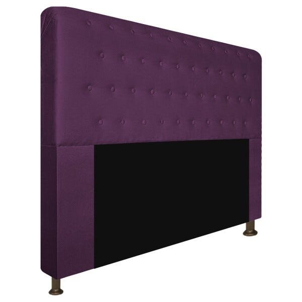 Cabeceira Estofada Brenda 160 cm Queen Size Com Botonê Suede Roxo - STS Móveis - 2