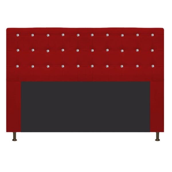 Cabeceira Estofada Dama 195 cm King Size Com Strass Suede Vermelho - STS Móveis - 1