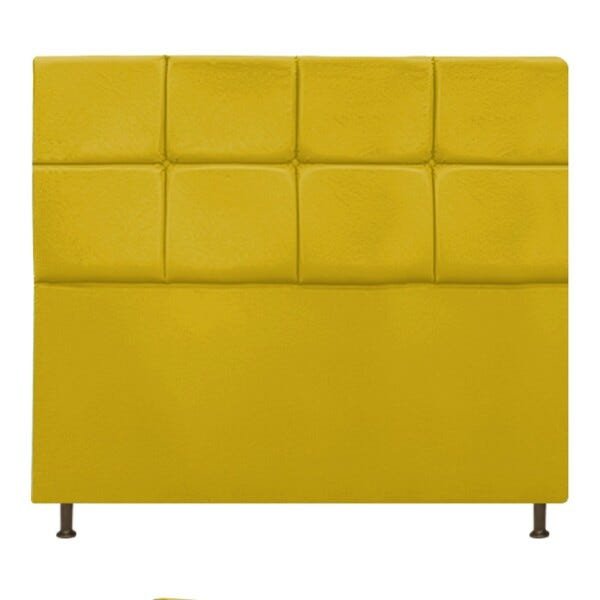Cabeceira Estofada Damares 160 cm Queen Size Com Botonê Suede Amarelo - STS Móveis - 1