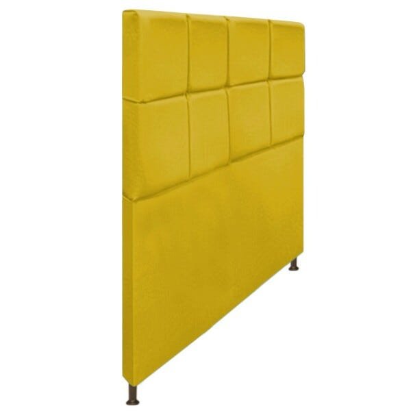 Cabeceira Estofada Damares 160 cm Queen Size Com Botonê Suede Amarelo - STS Móveis - 2