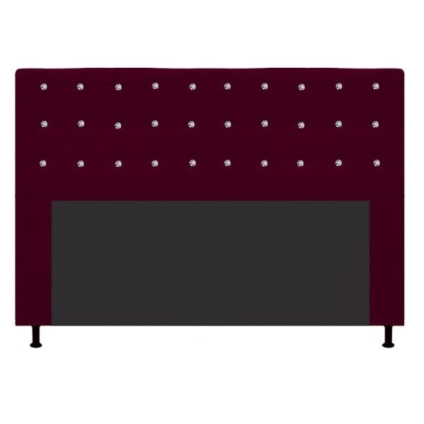 Cabeceira Estofada Dama 160 cm Queen Size Com Strass Suede Bordô - STS Móveis - 1