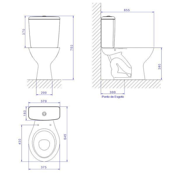 Bacia com Caixa Acoplada Izy Dualflux P.111.17 + CD.00F.17 Deca - 2
