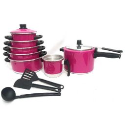 Jogo de Panela 5 pçs fervedor nº 12 Panela de Pressão 4,5 litros Rosa Pink - 1