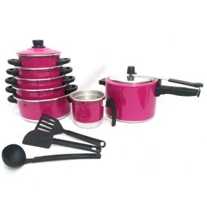 Jogo de Panela 5 pçs fervedor nº 12 Panela de Pressão 4,5 litros Rosa Pink