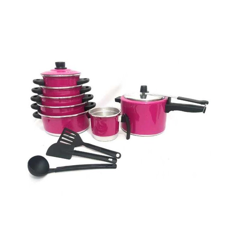 Jogo de Panela 5 pçs fervedor nº 12 Panela de Pressão 4,5 litros Rosa Pink