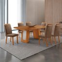 Ver imagem 4 de Mesa de Jantar Carolina 180cm Tampo MDF Laminado Canto Copo com 6 Cadeiras Aline
