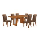 Ver imagem 1 de Mesa de Jantar Carolina 180cm Tampo MDF Laminado Canto Copo com 6 Cadeiras Aline