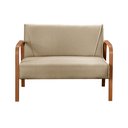 Ver imagem 4 de Sofá Namoradeira 2 Lugares Anita Braço De Madeira - Linho Marrom