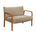 Ver imagem 1 de Sofá Namoradeira 2 Lugares Anita Braço De Madeira - Linho Marrom