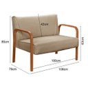 Ver imagem 3 de Sofá Namoradeira 2 Lugares Anita Braço De Madeira - Linho Marrom