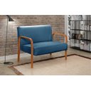 Ver imagem 2 de Sofá Namoradeira 2 Lugares Anita Braço De Madeira - Linho Azul