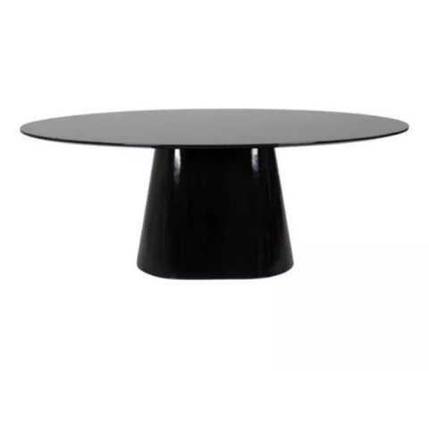 Mesa de Jantar Cone Oval 160x90 Cm Laqueada Cores Preto