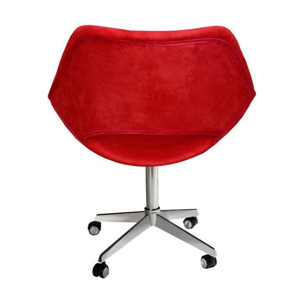 Poltrona Sofia Com Capitonê Luxo Giratória com Rodízios Suede Vermelho 100 - 4