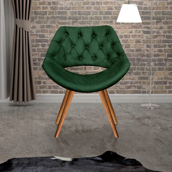 Poltrona Decorativa Sofia Capitonê Luxo Pé Palito Veludo Verde 270 - 5