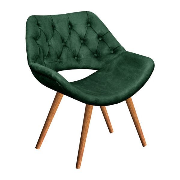 Poltrona Decorativa Sofia Capitonê Luxo Pé Palito Veludo Verde 270 - 1