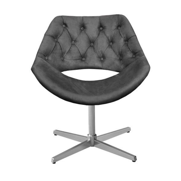 Poltrona Decorativa Sofia Capitonê Luxo Giratória Alumínio Suede Grafite 220 - 2