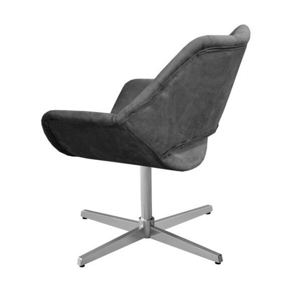 Poltrona Decorativa Sofia Capitonê Luxo Giratória Alumínio Suede Grafite 220 - 3