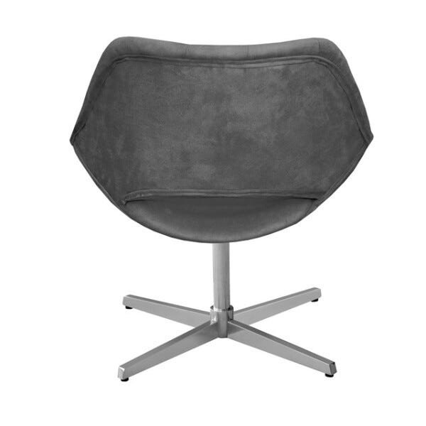 Poltrona Decorativa Sofia Capitonê Luxo Giratória Alumínio Suede Grafite 220 - 4