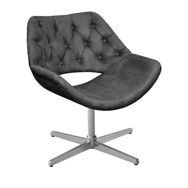 Poltrona Decorativa Sofia Capitonê Luxo Giratória Alumínio Suede Grafite 220 - 1