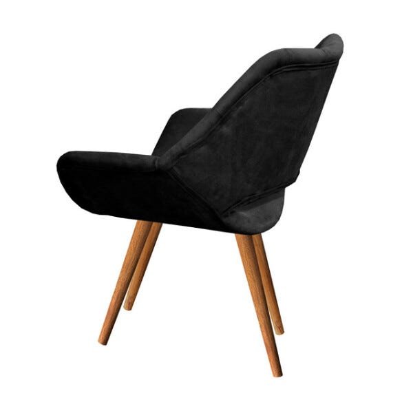 Poltrona Decorativa Sofia Capitonê Luxo Pé Palito Suede Preto 130 - 3