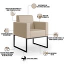Ver imagem 3 de Poltrona Para Sala De Estar Base Fixa De Metal Helô L02 Facto Pérola Metalizado - Lyam Decor