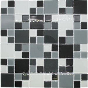 Pastilha de Vidro Cristal Preta Grande 30x30cm para Cozinha