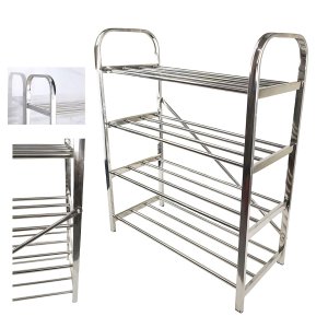 Sapateira Inox Prateleira 4 Andares Organizaçao Calçado Tenis Sapato Sapatilha Hall de Entrada Corre