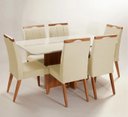 Ver imagem 1 de Mesa de jantar + 6 cadeiras Paris tampo Atenas 160 cm Bege