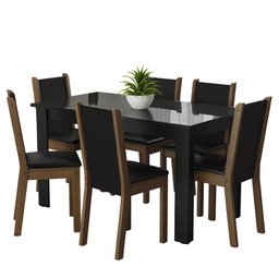 Conjunto Sala de Jantar Mesa Tampo de Vidro 6 Cadeiras Preto/rustic Heloísa Madesa - 3 Conjunto Sala de Jantar Mesa Tampo de Vidro 6 Cadeiras Preto/rustic Heloísa Madesa - 3