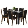 Conjunto Sala de Jantar Mesa Tampo de Vidro 6 Cadeiras Preto/rustic Heloísa Madesa - 3