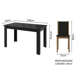 Conjunto Sala de Jantar Mesa Tampo de Vidro 6 Cadeiras Preto/rustic Heloísa Madesa - 4 Conjunto Sala de Jantar Mesa Tampo de Vidro 6 Cadeiras Preto/rustic Heloísa Madesa - 4