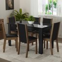 Ver imagem 1 de Conjunto Sala de Jantar Mesa Tampo de Vidro 6 Cadeiras Preto/rustic Heloísa Madesa
