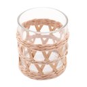 Ver imagem 2 de Conjunto 4 Copos de Vidro Wolff Baixos com Sisal 320ml Fibra Natural Mesa Posta Rústica