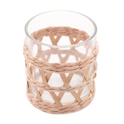 Conjunto 4 Copos de Vidro Wolff Baixos com Sisal 320ml Fibra Natural Mesa Posta Rústica - 2